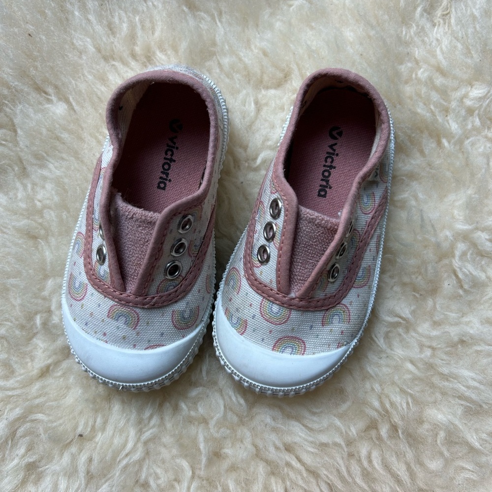 Victoria | Pink Rainbow Slip-On Canvas Sneakers